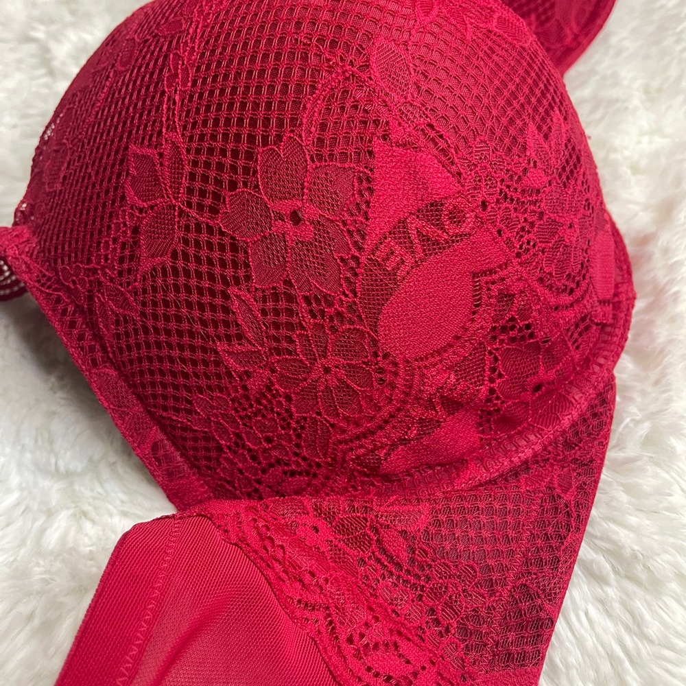 XO Plunge Push-Up Tattoo Lace Straight Back Bra 46D - Picture 14 of 16